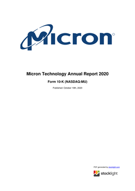 Micron Technology Annual Report 2020