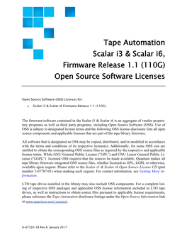 Scalar I3 and I6 Open Source Software Licenses