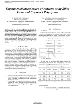 Experimental Investigation of Concrete Using Silica Fume and Expanded Polystyrene