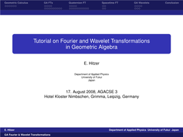 Tutorial on Fourier and Wavelet Transformations in Geometric Algebra