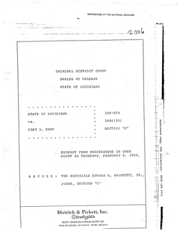 Clay Shaw Trial 2: 2-6-69 (Garrison's Opening Statement)