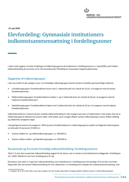 Gymnasiale Institutioners Indkomstsammensætning I Fordelingszoner