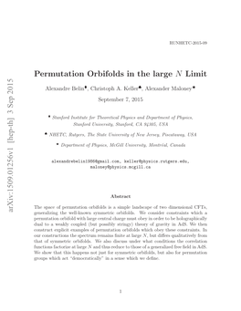 3 Sep 2015 Permutation Orbifolds in the Large N Limit