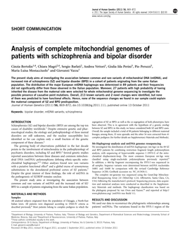 Analysis of Complete Mitochondrial Genomes of Patients with Schizophrenia and Bipolar Disorder