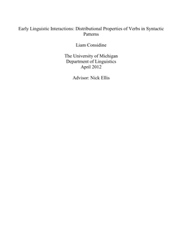 Distributional Properties of Verbs in Syntactic Patterns Liam Considine