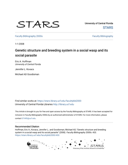 Genetic Structure and Breeding System in a Social Wasp and Its Social Parasite