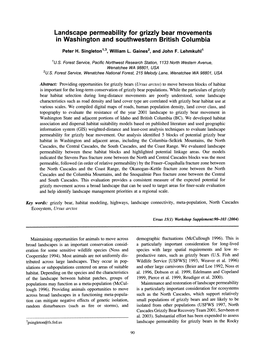 Landscape Permeability for Grizzly Bear Movements in Washington and Southwestern British Columbia