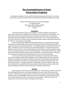 Accomplishments of State Preservation Programs