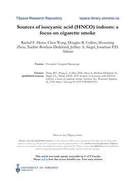 Sources of Isocyanic Acid (HNCO) Indoors: a Focus on Cigarette Smoke