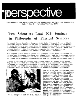 Two Scientists Lead ICS Seminar in Philosophy of Physical Sciences