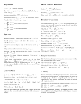 Sequences Systems Convolution Dirac's Delta Function Fourier