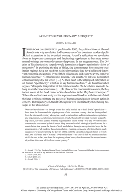 Arendt's Revolutionary Antiquity