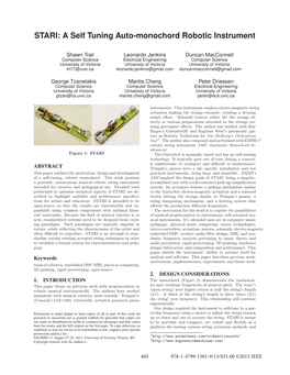 STARI: a Self Tuning Auto-Monochord Robotic Instrument