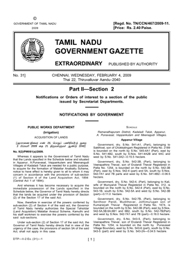 Tamil Nadu Government Gazette Extraordinary