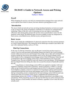 50-30-05 a Guide to Network Access and Pricing Options