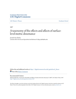 A Taxonomy of the Effects and Affects of Surface-Level Metric Dissonance" (2007)