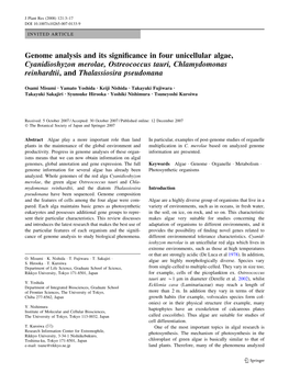 Genome Analysis and Its Significance in Four Unicellular Algae