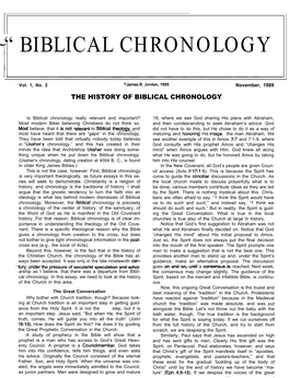 BIBLICAL CHRONOLOGY 1 Vol