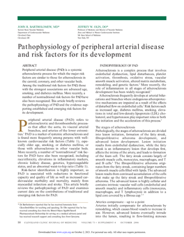 Pathophysiology of Peripheral Arterial Disease and Risk Factors for Its Development