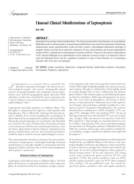 Unusual Clinical Manifestations of Leptospirosis