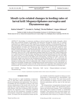 Moult Cycle-Related Changes in Feeding Rates of Larval Krill Meganyctiphanes Norvegica and Thysanoessa Spp