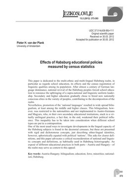 Effects of Habsburg Educational Policies Measured by Census Statistics