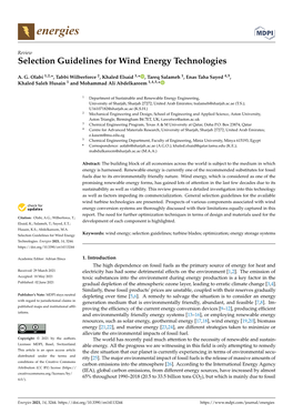 Selection Guidelines for Wind Energy Technologies