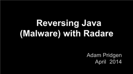 Reversing Java (Malware) with Radare