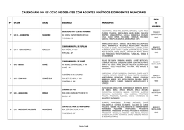 Calendário Do 15º Ciclo De Debates Com Agentes Políticos E Dirigentes Municipais