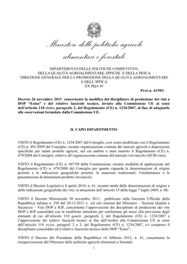 Disciplinare Di Produzione Dei Vini a Denominazione Di Origine Controllata “Esino”