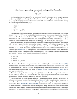 A Note on Representing Uncertainty in Inquisitive Semantics Dylan Bumford July 7, 2014