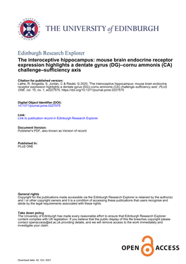 Mouse Brain Endocrine Receptor Expression Highlights a Dentate Gyrus (DG)–Cornu Ammonis (CA) Challenge–Sufficiency Axis