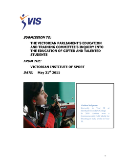 Victorian Institute of Sport Submission May 2011