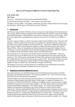 Surveys of Creag Na Caillich and Carn Na Caim South Top.Pdf