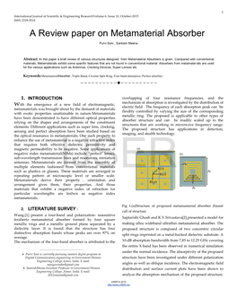 A Review Paper on Metamaterial Absorber