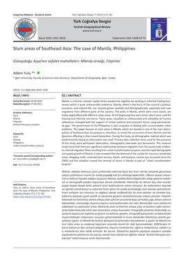 Slum Areas of Southeast Asia: the Case of Manila, Philippines