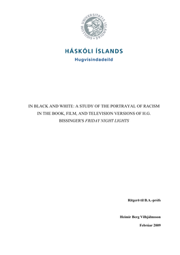 A Study of the Portrayal of Racism in the Book, Film, and Television Versions of H.G