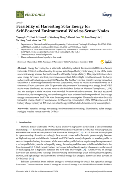 Feasibility of Harvesting Solar Energy for Self-Powered Environmental Wireless Sensor Nodes