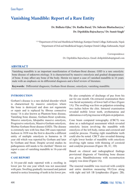 Vanishing Mandible -.:: Journal of Nepal Dental Association