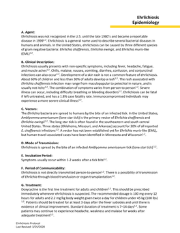 Ehrlichiosis Epidemiology