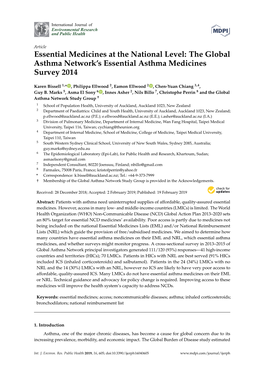 Essential Medicines at the National Level: the Global Asthma Network’S Essential Asthma Medicines Survey 2014