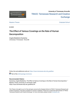 The Effect of Various Coverings on the Rate of Human Decomposition