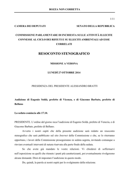 Audizione Di Eugenio Soldà, Prefetto Di Vicenza, E Di Giacomo Barbato, Prefetto Di Belluno