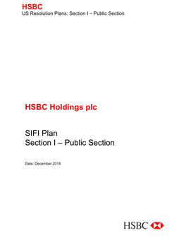 HSBC US Resolution Plans: Section I – Public Section