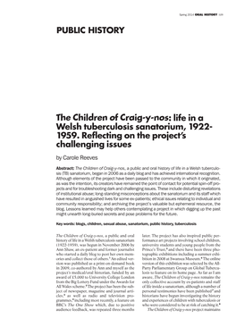 Life in a Welsh Tuberculosis Sanatorium, 1922- 1959