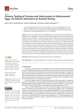 Potency Testing of Venoms and Antivenoms in Embryonated Eggs: an Ethical Alternative to Animal Testing