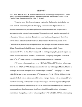 ABSTRACT PADGETT, ASHLY BROOK. Terrestrial Paleoclimate