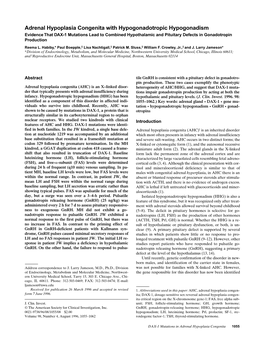 Adrenal Hypoplasia Congenita with Hypogonadotropic Hypogonadism