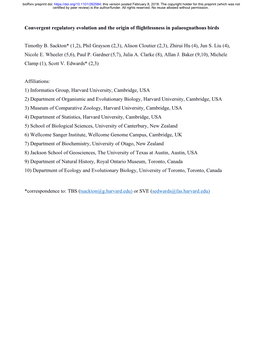 Convergent Regulatory Evolution and the Origin of Flightlessness in Palaeognathous Birds