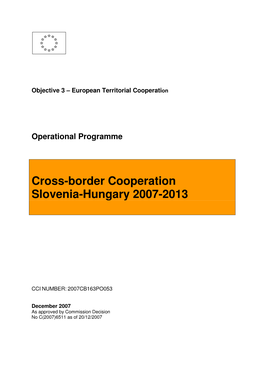 Cross-Border Cooperation Slovenia-Hungary 2007-2013